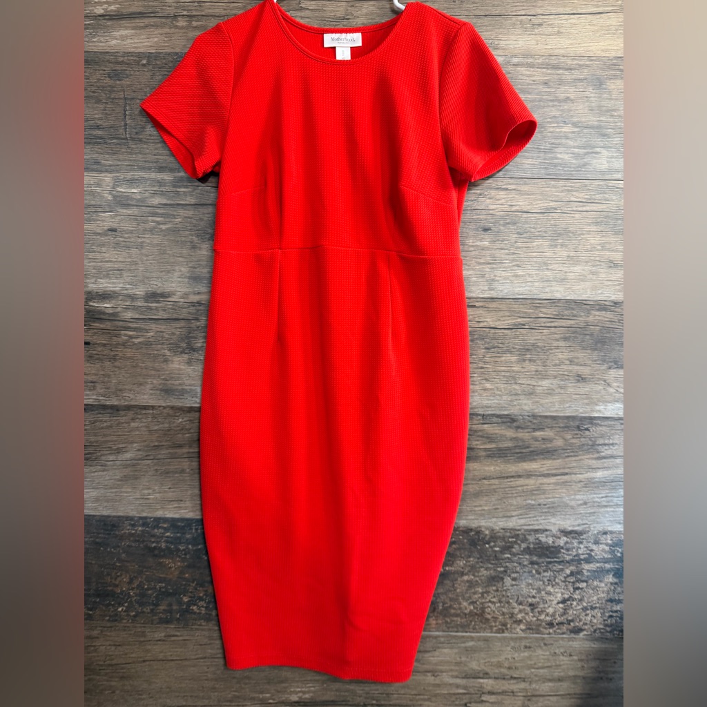 Motherhood Maternity Vibrant Red Midi Dress